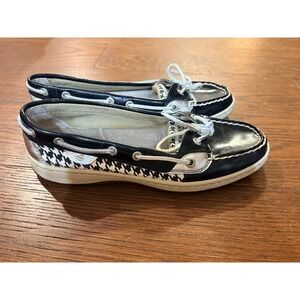 Sperry Top-Sider Angelfish Hounds Tooth Black Boat Shoe Women 8M 9102674